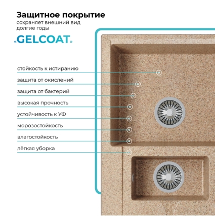 Мойка кухонная POLYGRAN BRIG 870 (песочный №302)